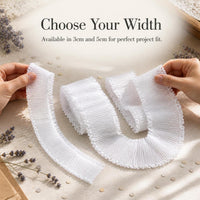 Pleated Chiffon Ruffle Trim Ribbon for Crafts, Doll Clothes, Pet Accessories, Hair Bows