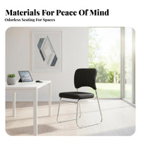 Minimalist Design Sled Base Visitor Chair Ergonomic Backrest Armless Sled Base Chair Easy-to-Clean Upholstery Office Furniture High Weight Capacity for Conference Attendees, Students, Visitors, Training Room, Lobby