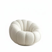 Sherpa Fleece Upholstery Pumpkindesign Sofa Chair Wide Seat Tufted Pumpkin Lounge Chair Oversized Design Accent Armchair Armless for Homeowners, Readers, Adults, Bedroom, literary reading corner, Living Room, Apartment
