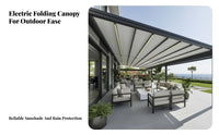 Water-Resistant Electric Mechanism Ized Retractable Pergola Aluminum Alloy Frame Electric Folding Patio Cover Adj Our Company Table Electric Mechanism Ized Patio Awning Long-Lasting Material for Homeowners, Families, B Our Company Iness Owners, Terrace