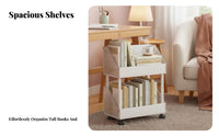 Rolling Design Under-Desk Book Trolley Space-Saving 2-Tier Wheeled Shelf Multi-Functional Storage Cart 360° Swivel Wheels for Office Workers, Homeowners, Bedroom, Study Room, Small Areas, Kitchen