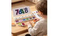 Hands-on Wooden Math Toy Child-Led Wooden Toy with Cards Colorful Number Blocks Preschool for Tabletop, Home Study
