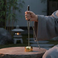 Clear Sound Telescopic Yinqing Bell Polished Finish Brass Hand Chime Handheld Buddhist Prayer Bell for Buddhists, Meditation Practitioners, Temple, Home Altar