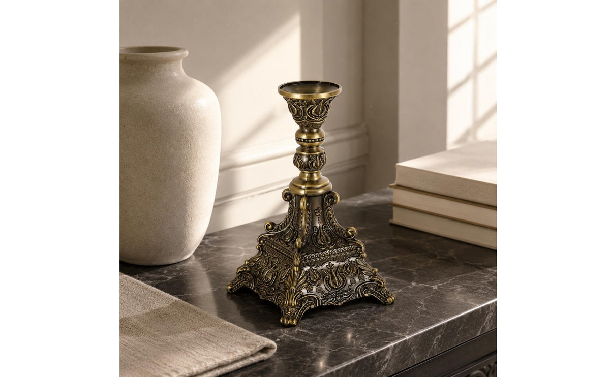 Metal Candle Holder Tall Stem Home Decor Accent Wide Top Cup