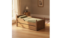 Fabric Bedding Miniature Bed with Drawers Wooden Dollhouse Single Bed Classic Furniture Cute for Collectors