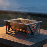 Stainless Steel Camping Grill Material Portable Ember-Fueled Grill Easy Assembly Foldable BBQ Cooker for Campers, Backyard, Picnic, Tailgating