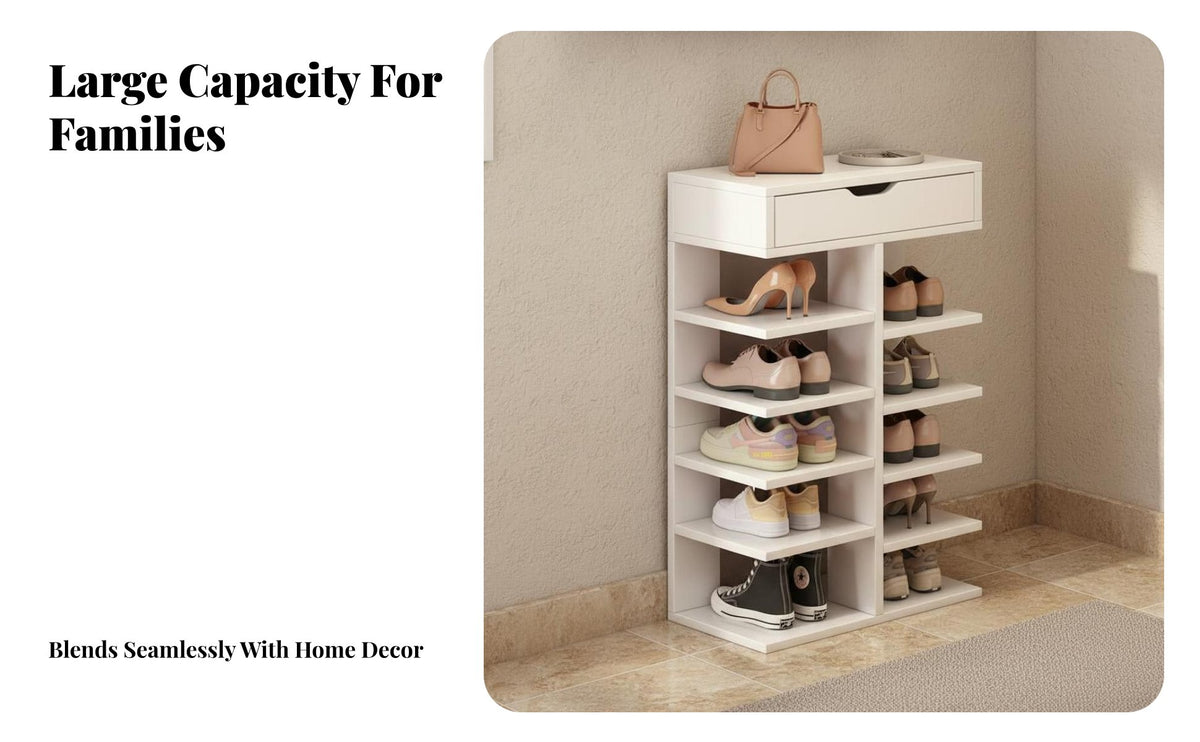 Space Saving Multi-Layer Shoe Rack Large Capacity Multi-Tier Shoe Shelf Easy Assembly Sturdy Construction for Apartment Dwellers, Homeowners, Families, Hallway, Balcony, Small Areas, Bedroom