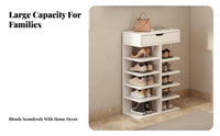 Space Saving Multi-Layer Shoe Rack Large Capacity Multi-Tier Shoe Shelf Easy Assembly Sturdy Construction for Apartment Dwellers, Homeowners, Families, Hallway, Balcony, Small Areas, Bedroom