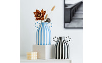 Hand-Painted Handled Ceramic Vase Glazed Striped Ceramic Vase Glossy Flower Holder Narrow-Neck