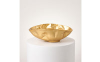Bowl with Hammered Texture Gold Irregular Metal Bowl Organic Rim Decorative Centerpiece for Tabletop, Entryway, Living Room