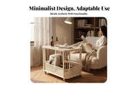 Light Luxury design C-Shaped Rolling End Table Movable with casters C-Shaped Rolling Table Space-Saving Household Furniture Multi-Functional for Apartment Dwellers, Homeowners, Students, Living Room, Small Spaces, Bedroom, Home Office