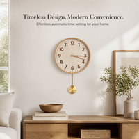 Solid Wood Wall Clock with Silent Movement for Living Room and Bedroom