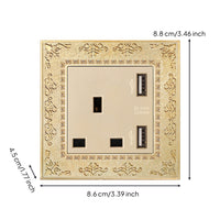 Vintage Wall Socket with USB Antique Finish Wall Outlet with USB Ports Decorative Decorator Receptacle Embossed for Bedroom, Hotel, Study