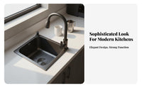 Scratch Resistant Black Nano Kitchen Sink Easy to Clean 304 Stainless Steel Sink Fast Draining Mini Wet Bar Basin Anti-Condensation Coating for Apartment Dwellers, Homeowners, DIY Enthusiasts, RV