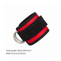 Hook-and-Loop Double D-Loop Ankle Strap Padded Ankle Training Strap Metal Rings Exercise Gear Heavy Duty