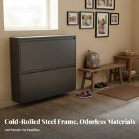 Space-Saving Slim Tip-out Shoe Cabinet Large Capacity Narrow Tilting Shoe Storage Dust-Proof Narrow Entryway Cabinet Minimalist Design for Apartment Dwellers, Homeowners, Families, Hallway, Small Areas, Living Room, Bedroom