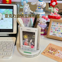 抖音同款ins亚克力旋转立牌相框创意3寸拍立得小卡转转相框emoji 其他尺寸 3卡位旋转立牌（含30个表情包）