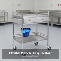 Multifunctional Stainless Steel Medical Trolley Rust-Proof Dressing Change Cart Anti-Corrosive 2-Tier Medical Trolley Lockable Brakes for Beauticians, Laboratory Technicians Artists, Hospital, Medical Center, Laboratoryoratory Oratory, Tooth Care Away Ice