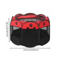 Breathable Mesh Foldable Feline Birthing Pen Zippered Door Octagon Feline Pen Soft-Sided Portable Pet Tent Indoor Outdoor Use for Cats, Newborn Kittens, Nursing, Breeding
