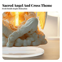 2D Acrylic Display Piece Smooth Edges Christian Belief Decor Scratch Resistant Angel Holding Cross Figure for Christians, Collectors, Prayer Space