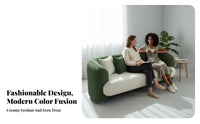 Soft Texture Curved Boucle Settee space-saving Size Modern Curved Sofa luxurious Comfort Loveseat Minimalist aesthetic for Small Space Owners, Apartment Dwellers, Reception Area, salon, Living Room, Office