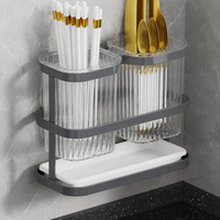 Carbon Steel Kitchen Utensil Holder, Double Compartment Cutlery Drainer, Countertop Storage, Modern Design