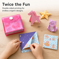 Cute Cartoon Double-Sided Printed Origami Paper for Kids, Small Square Sheets for Crane Folding