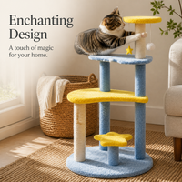 Mythical Star-Moon Multi-Level Cat Tree with Sisal Scratching Posts for Large Cats