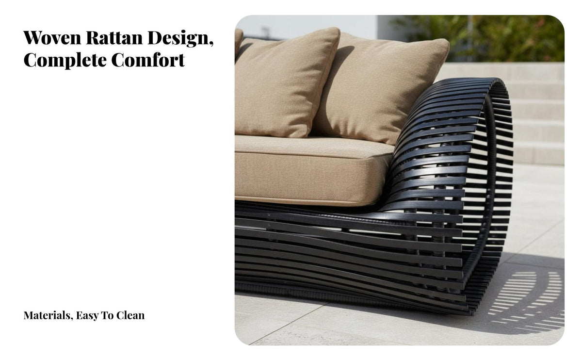 4 Pieces Waterproof 4-Piece Woven Sofa and Chair Set Outdoor Furnishing weather-resistant Garden Seating Group long-lasting Frame for Hotel Managers, Business Owners, Balcony, Patio, Terrace, rearyard