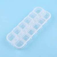12 Compartment Rectangular Box for Nail Technicians, Clear Rhinestone Storage Organizer, Manicure Station Accessory Container, Art Studio Supplies