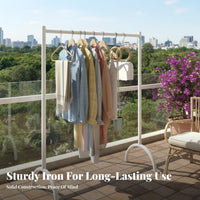 Sturdy and Long-Lasting Floor Standing Clothes Rack Space Saving Metal Clothing Display Stand Stable Arched Feet Metal Garment Display Stand High-Temperature Baked Paint for Shopkeepers, Homeowners, Balcony, Walk-in Closet, Thrift Shop, Entryway