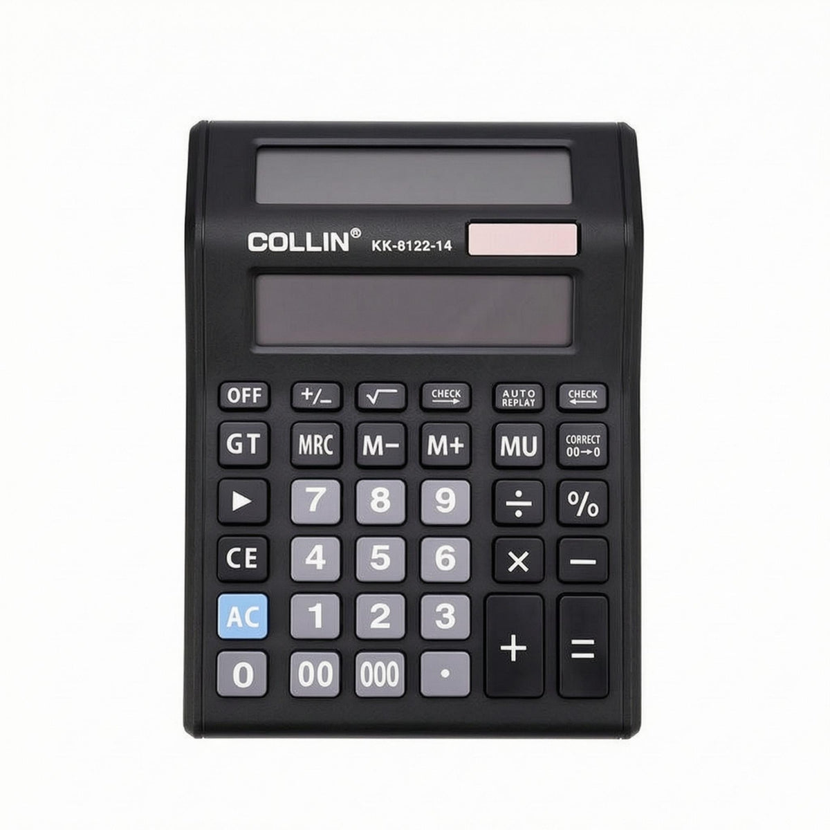 Black Two-Screen Display Calculator Rectangular Body 14-Digit Calculator for Shop