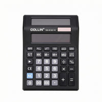 Black Two-Screen Display Calculator Rectangular Body 14-Digit Calculator for Shop