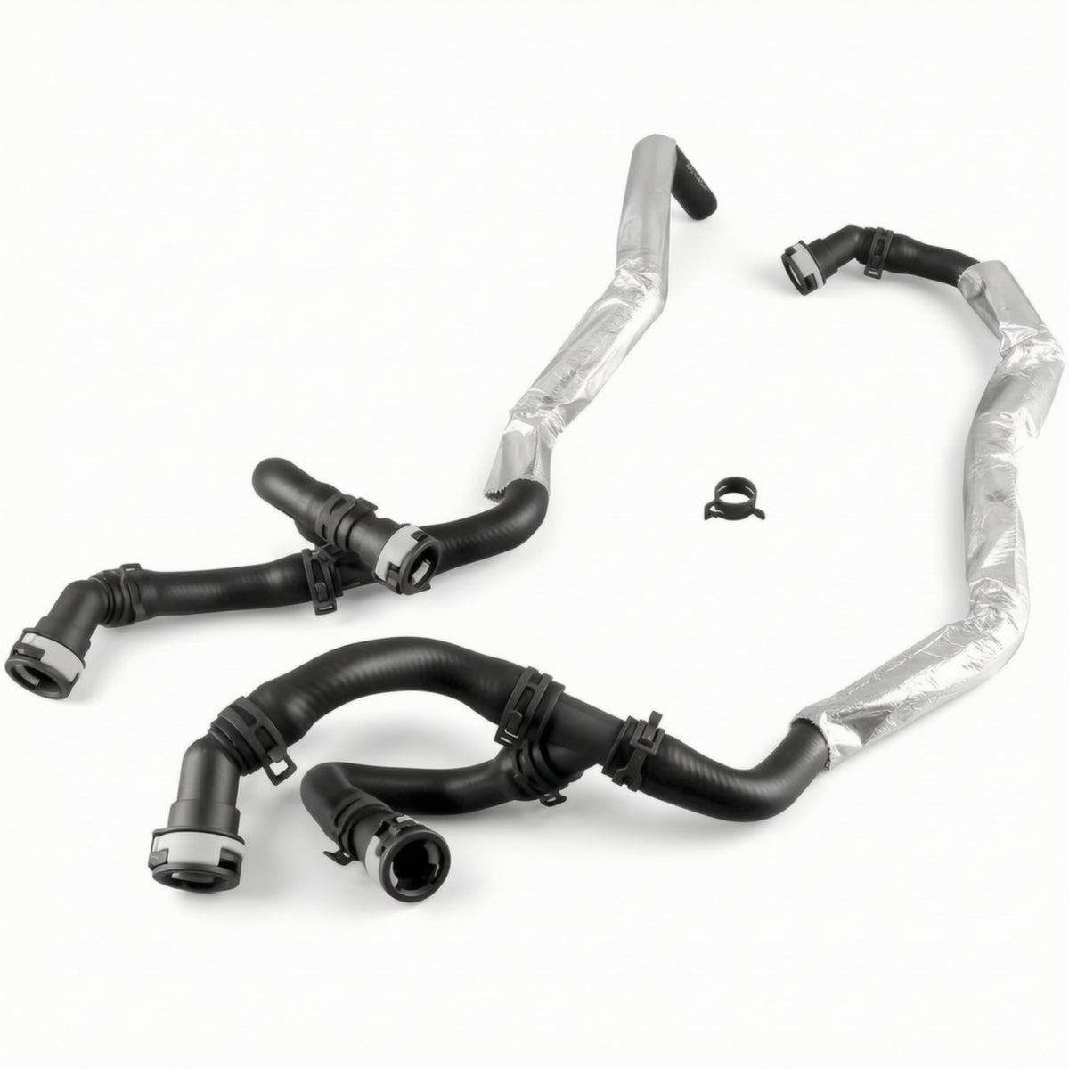 2 Pieces Heater Outlet & Inlet Hose Assembly Black Rubber Heater Hose Assembly with Clamps High-Temperature Auto Part for Mechanics, Home Mechanics
