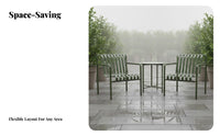 Waterproof Round Table and 2 Chairs Set Sun-Proof Round Table and Slatted Chair Set Weather-Resistant Outdoor Furniture Modern Design for Cafe Owners, Homeowners, Apartment Dwellers, Patio, Garden, Courtyard, Balcony