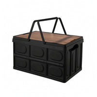 Wood-Grain Top Foldable Trunk Box Carrying Handle Car Boot Organizer