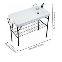 Folding Fishes Cleaning Table Wire Rack Fishes Cleaning Table Open Storage Shelf Outdoor Utility