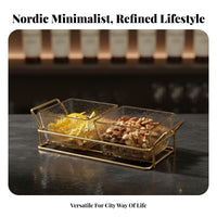 Acrylic Appetizer Tray Easy to Clean Compartment Serving Dish Textured Finish Gold Garnish Fruit Plate for Party Hosts, Hotel, Parties, Living Room
