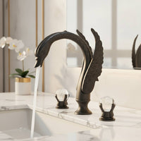 Sculpted Swan Faucet with Two Handles Ornate Swan Bathroom Faucet Raised Long-Lasting for Vanity