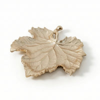 Leaf Tray Textured Metal Tray with Handle Shallow Serving Platter for Entryway