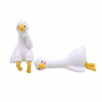 2 Pieces Duck Figurines Adorable Display Toppers Mini Ornaments for Office Workers, Teens