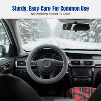 Warm Short Plush Steering Wheel Cover, Universal, Anti-Slip, Autumn/Winter, Soft, Cute, For Men & Women
