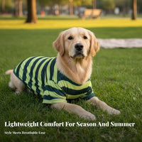 Striped Dog Shirt Lightweight Large Dog T-Shirt Breathable Canine Attire for Golden Retrievers, Labradors, Spring, Daily Wear, Outdoor