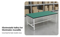 High Load Capacity Anti-Static Work Table Carbon Steel Frame Workshop Production Table Adjustable Non-Slip Feet Heavy Duty Workbench Multi-Purpose for Factory Workers, Warehouse Personnel, Clean Room, Laboratoryoratory Oratory, Studio, Basement