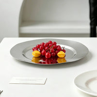 Irregular Round Fruit Plate Shallow Serving Tray with Wide Rims Low-Profile Fruit Tray for Hosts, Home Interior Designers, Hotel