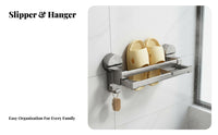Suction Cup Mount Slipper Holder Drillno-Drill Installation Extendable Double Bar Slipper Rack Quick Draining Wall Organizer Space Saving for Renters, Homeowners, Families, Restroom, Shower Room, Entryway, Bedroom