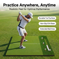 Golf Mat for Home Simulator, Indoor Outdoor Practice, 10mm EVA Artificial Turf Hitting Mat, Multi-color with Ball Holder
