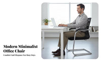 Minimalist Design Mesh Back Sled Base Armchair Heavy Duty Mesh Back Sled Chair Comfortable Armrests Office Furniture High-Density Foam Cushion for Students, Reception Guests, Visitors, Study Room
