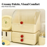 Dustproof Cover Desktop Makeup Storage Box Large Capacity Makeup Organizer with Drawers Stylish Design for Women, Students, Dresser, Bedroom