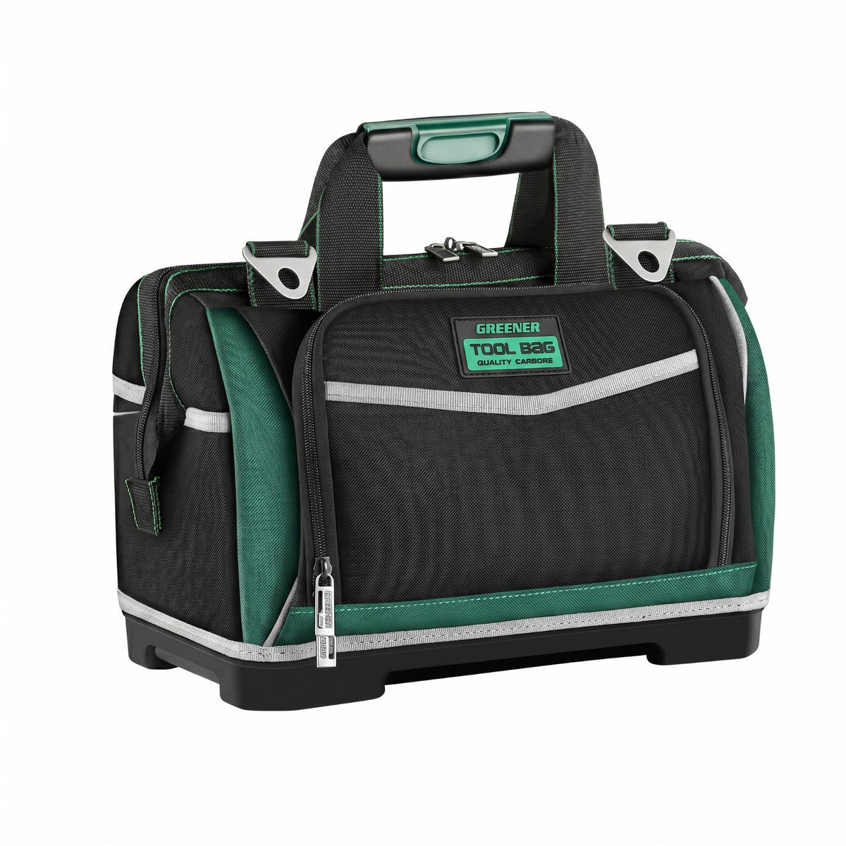 Multiple Pockets Tool Bag Zippered Front Pocket Heavy Duty Tool Bag Shoulder Strap Utility Storage Contrast Trim